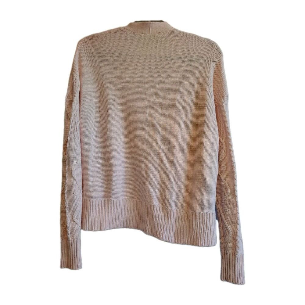 Bellini Pale Pink Cable Knit Open Front Cardigan Size Medium Soft Cozy Layering - Picture 8 of 12